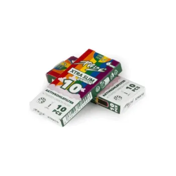 PURIZE XTRA Slim Rainbow – 10 Aktivkohlefilter Ø 5,9×27 mm mit beidseitigen Keramikkappen, Made in Germany